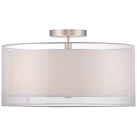 Image5 of Possini Euro Double Drum 18" Wide Modern White Ceiling Light more views