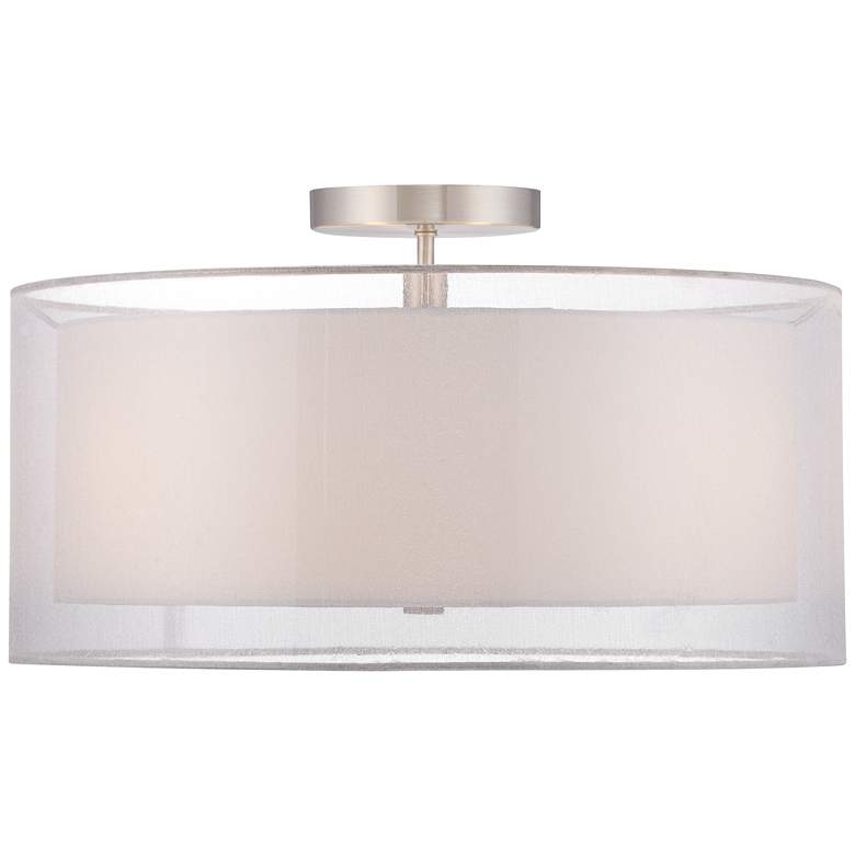 Image 5 Possini Euro Double Drum 18" Wide Modern White Ceiling Light more views