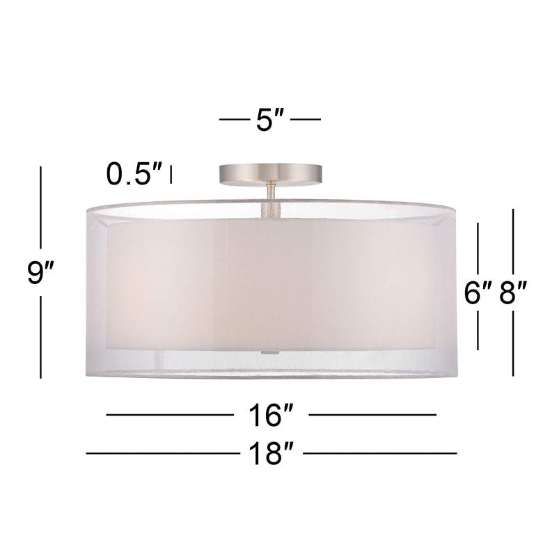 Image 7 Possini Euro Double Drum 18" Wide Modern White Ceiling Light more views