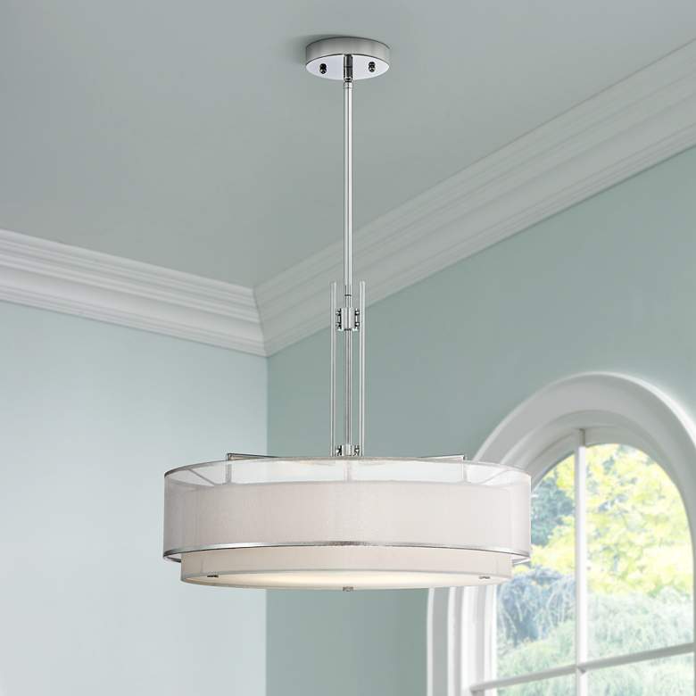 Image 1 Possini Euro Double Organza 20" Wide Modern Drum Pendant Chandelier