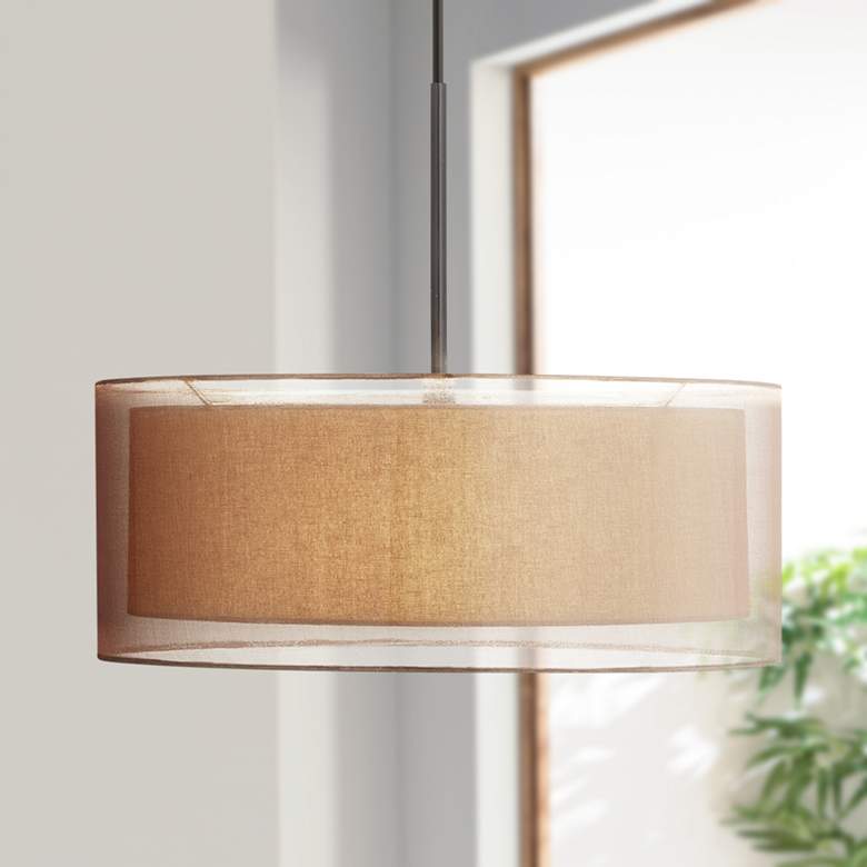 Image 1 Possini Euro Double Shade 20" Wide Bronze Pendant Light
