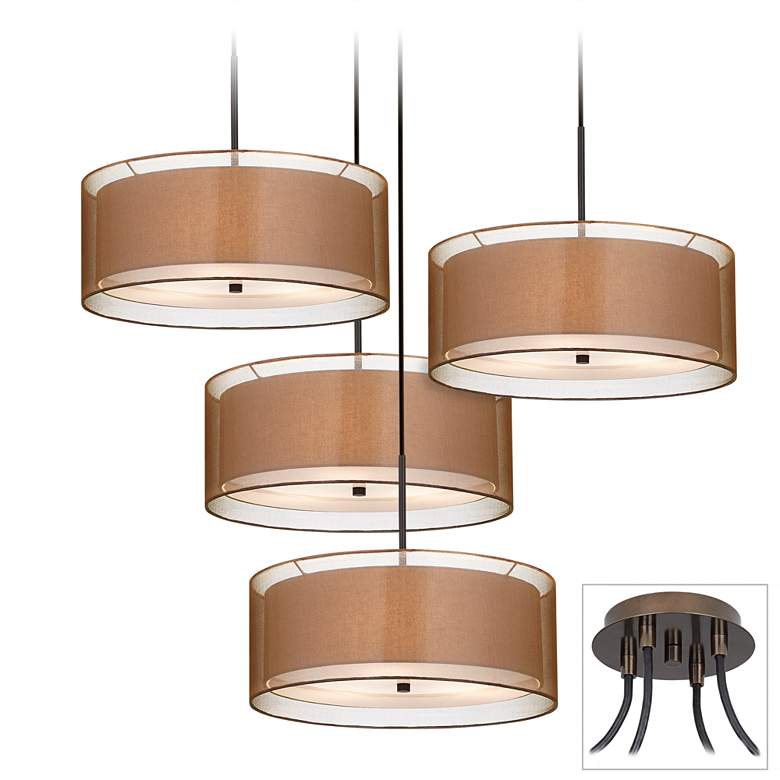 Image 1 Possini Euro Double Shade Bronze 4-Light Swag Pendant