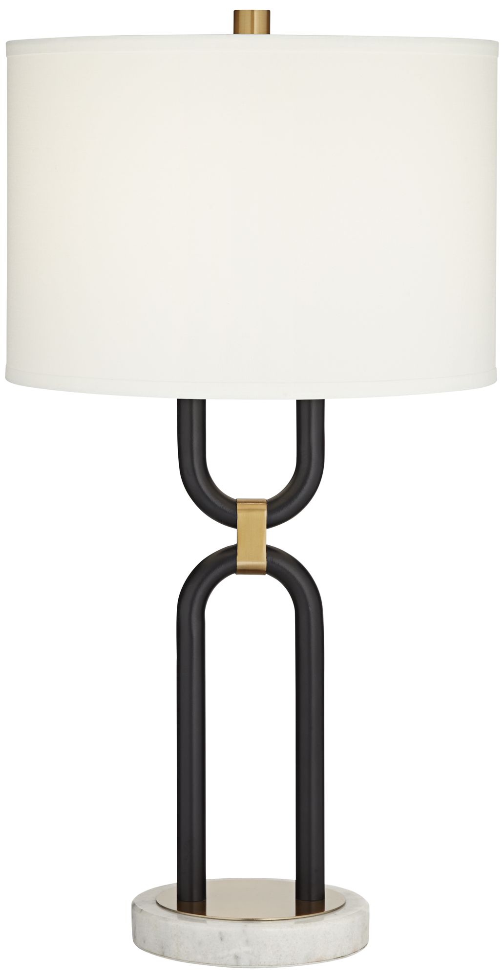Possini Euro Double-U 30" Column Black and Marble Modern Table Lamp