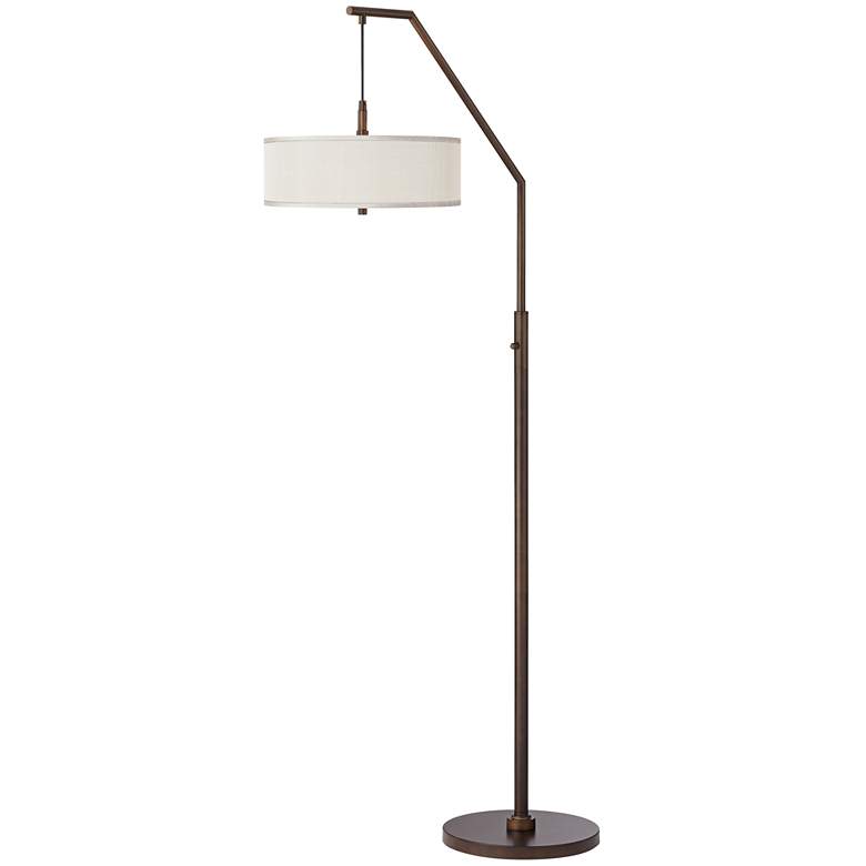 Image 2 Possini Euro Downbridge 71 1/2" Bronze and Cream Modern Arc Floor Lamp