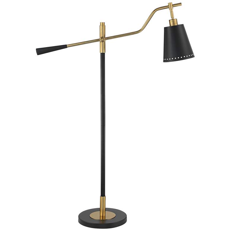 Image 2 Possini Euro Drake Pharmacy Style Adjustable Floor Lamp Black with Gold