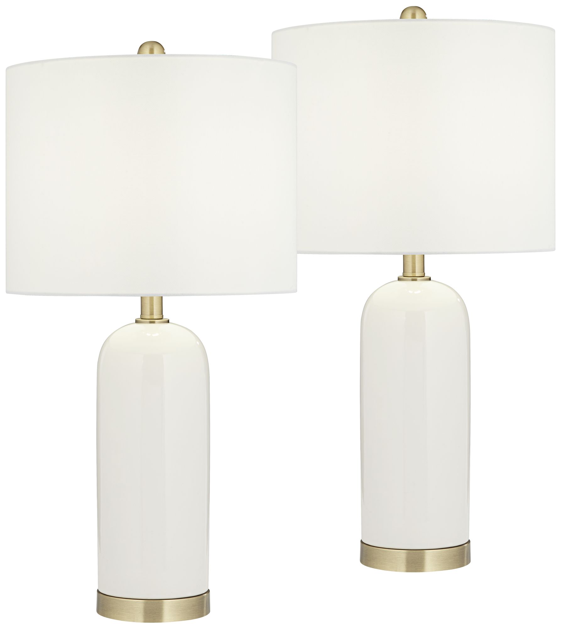Image 2 Possini Euro Draper 26" High Modern White Ceramic Table Lamps Set of 2