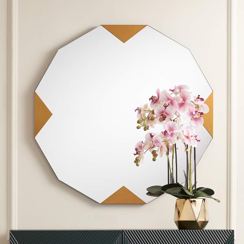 Image 2 Possini Euro Drayden 31" x 31" Golden Triangles Wall Mirror