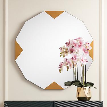 Possini Euro Drayden 31" x 31" Golden Triangles Wall Mirror