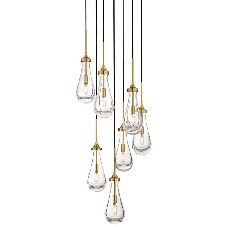 Image 2 Possini Euro Droplet 19" Gold and Droplet Glass Multi-Light Pendant