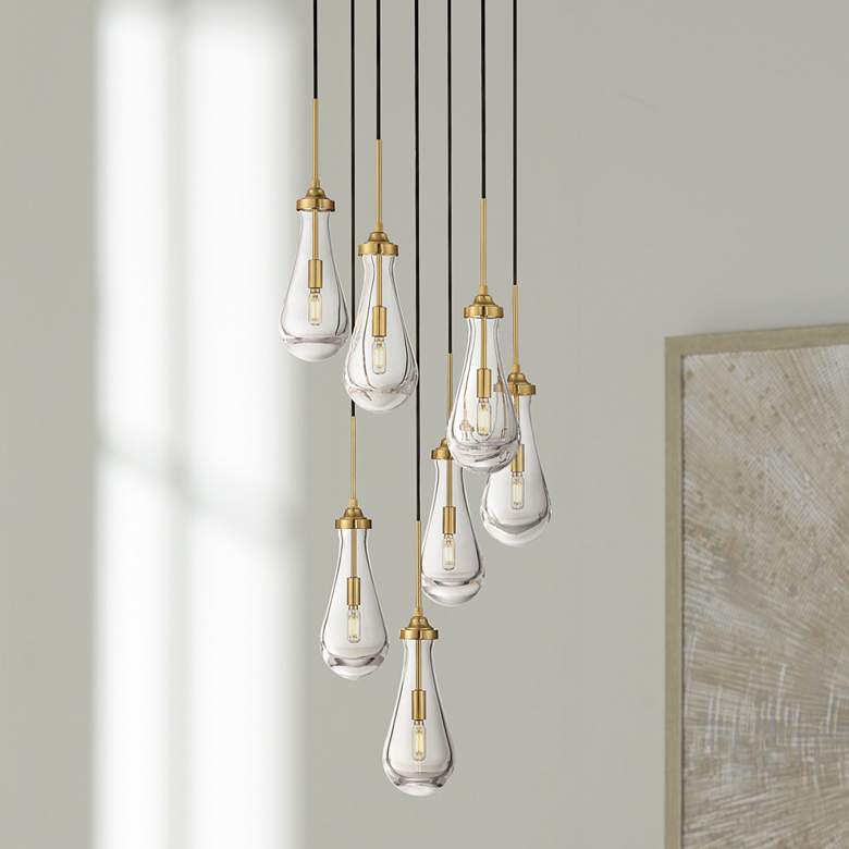 Image 1 Possini Euro Droplet 19" Gold and Droplet Glass Multi-Light Pendant