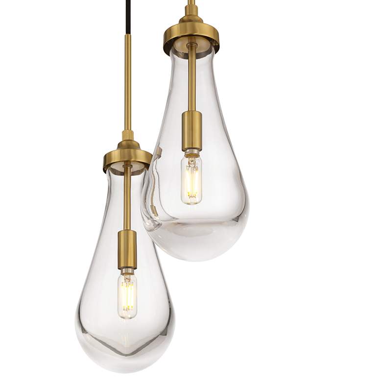 Image 3 Possini Euro Droplet 19" Gold and Droplet Glass Multi-Light Pendant more views