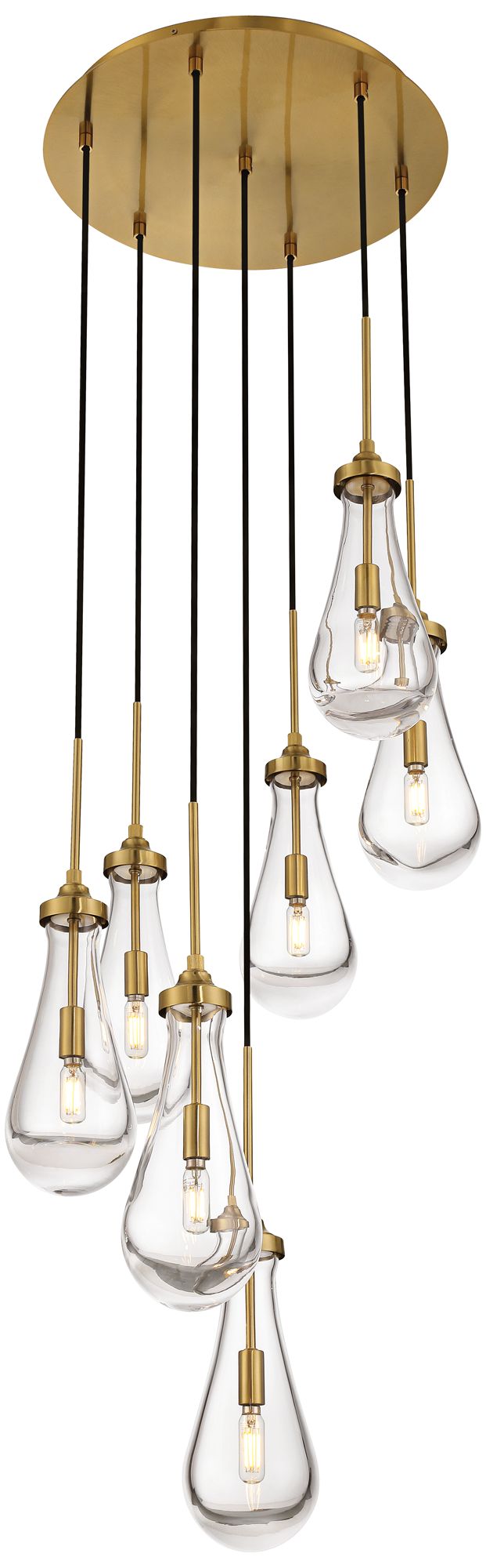 Watch A Video About the Droplet Gold Multi Light Pendant with Black Cord