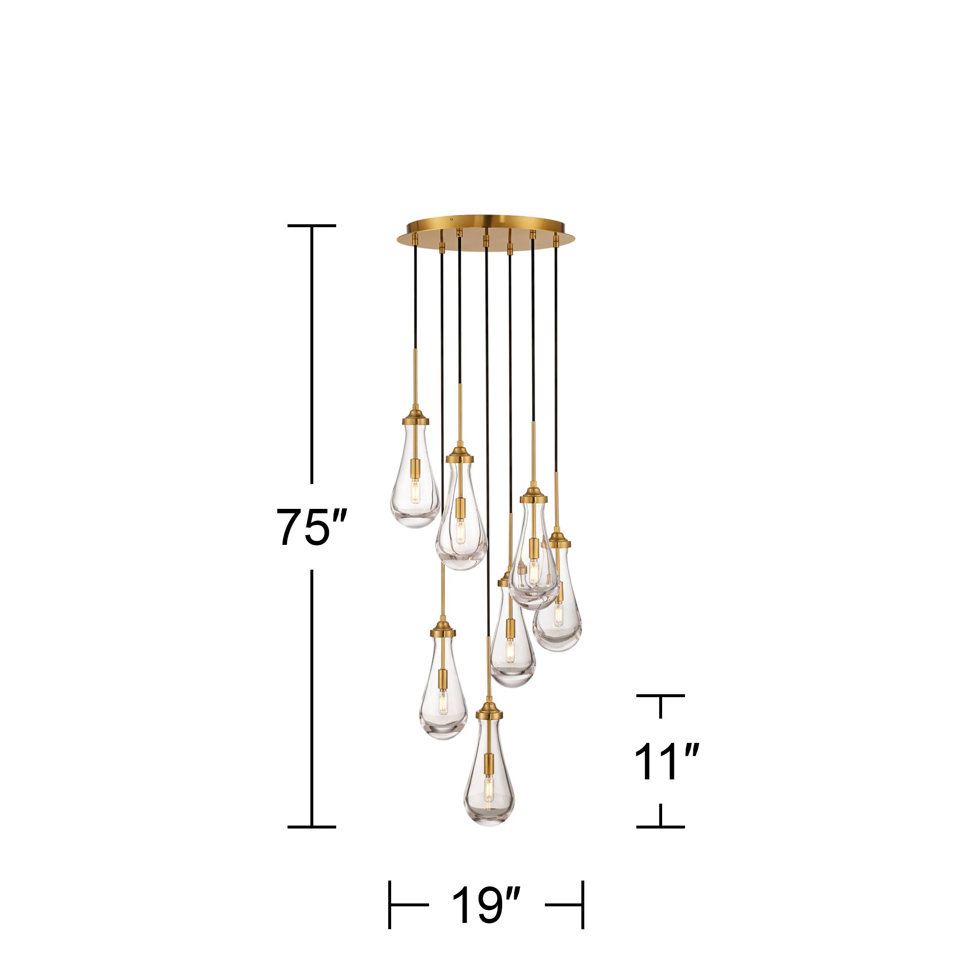 Watch A Video About the Droplet Gold Multi Light Pendant with Black Cord