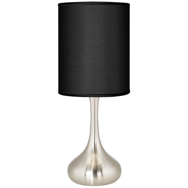 Image 1 Possini Euro Droplet 23 1/2 inch Black Faux Silk Brushed Steel Table Lamp
