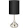 Possini Euro Droplet 23 1/2" Black Faux Silk Brushed Steel Table Lamp