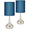 Possini Euro Droplet 23 1/2" Blue Faux Silk Table Lamps Set of 2