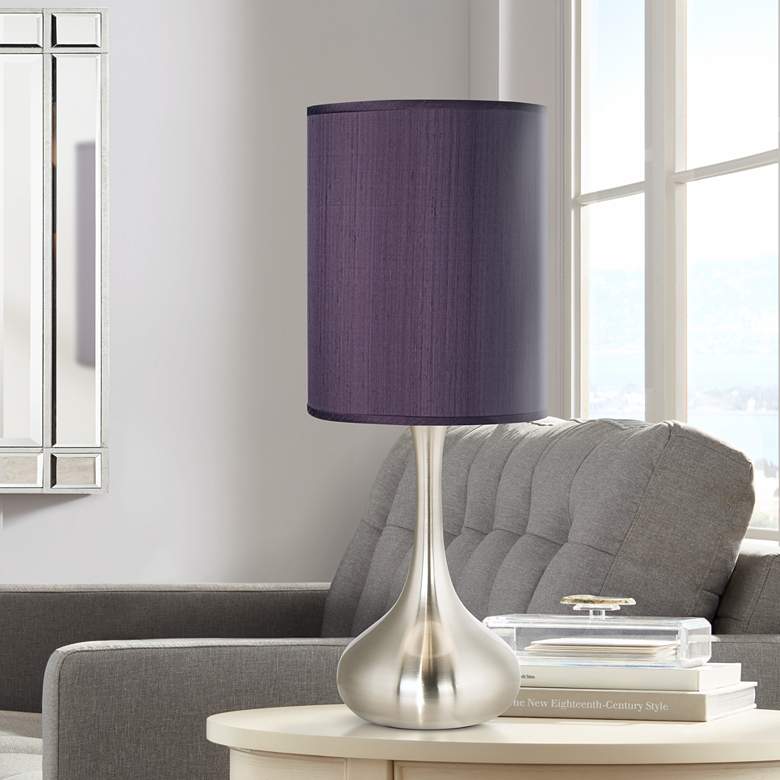 Image 1 Possini Euro Droplet 23 1/2" Eggplant Purple Nickel Modern Table Lamp