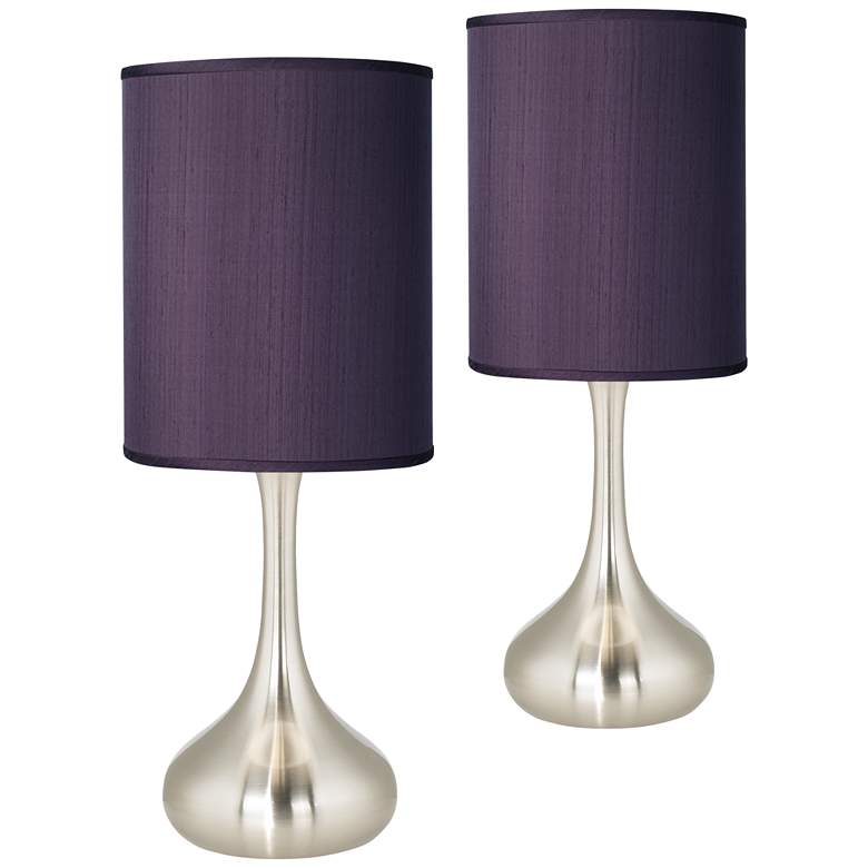 Image 1 Possini Euro Droplet 23 1/2" Eggplant Purple Table Lamps Set of 2