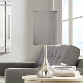 Image1 of Possini Euro Droplet 23 1/2" Gray and Brushed Nickel Modern Table Lamp