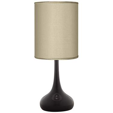 Possini Euro Droplet 23 1/2" Taupe Faux Silk and Black Table Lamp