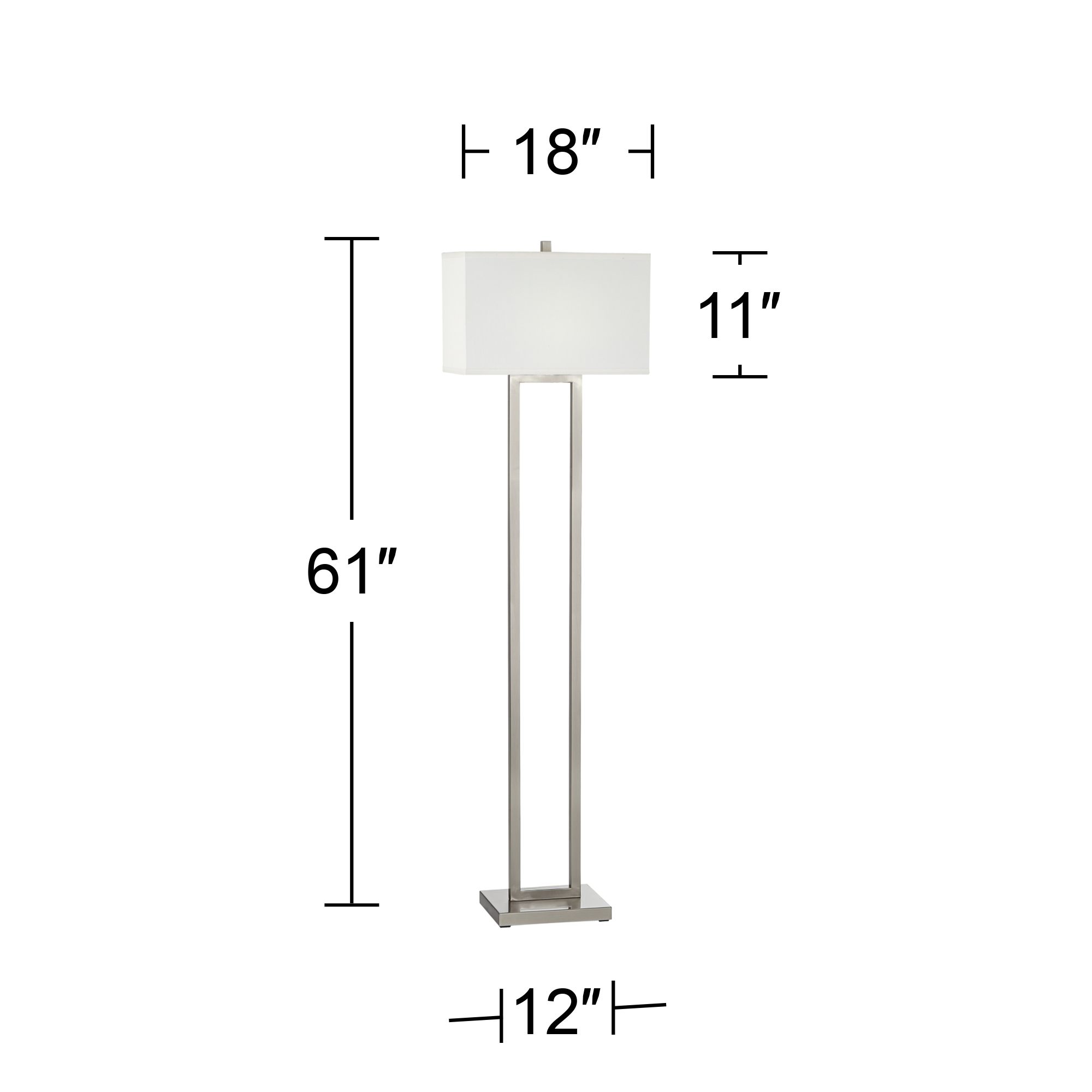Image 5 Possini Euro Duarte 61" Modern Satin Nickel Column Floor Lamp Set of 2 more views
