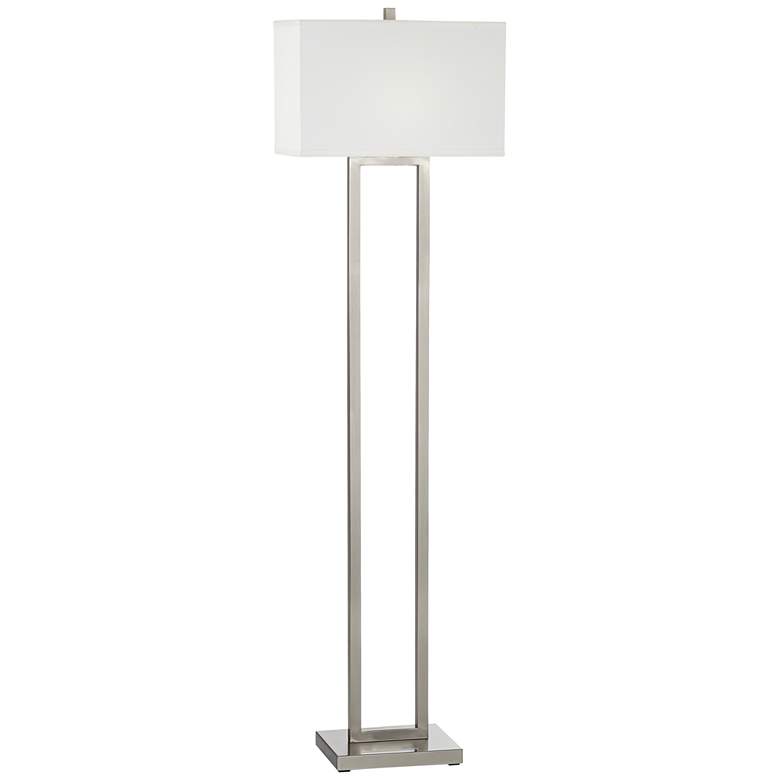 Image 2 Possini Euro Duarte 61" Modern Satin Nickel Open Column Floor Lamp