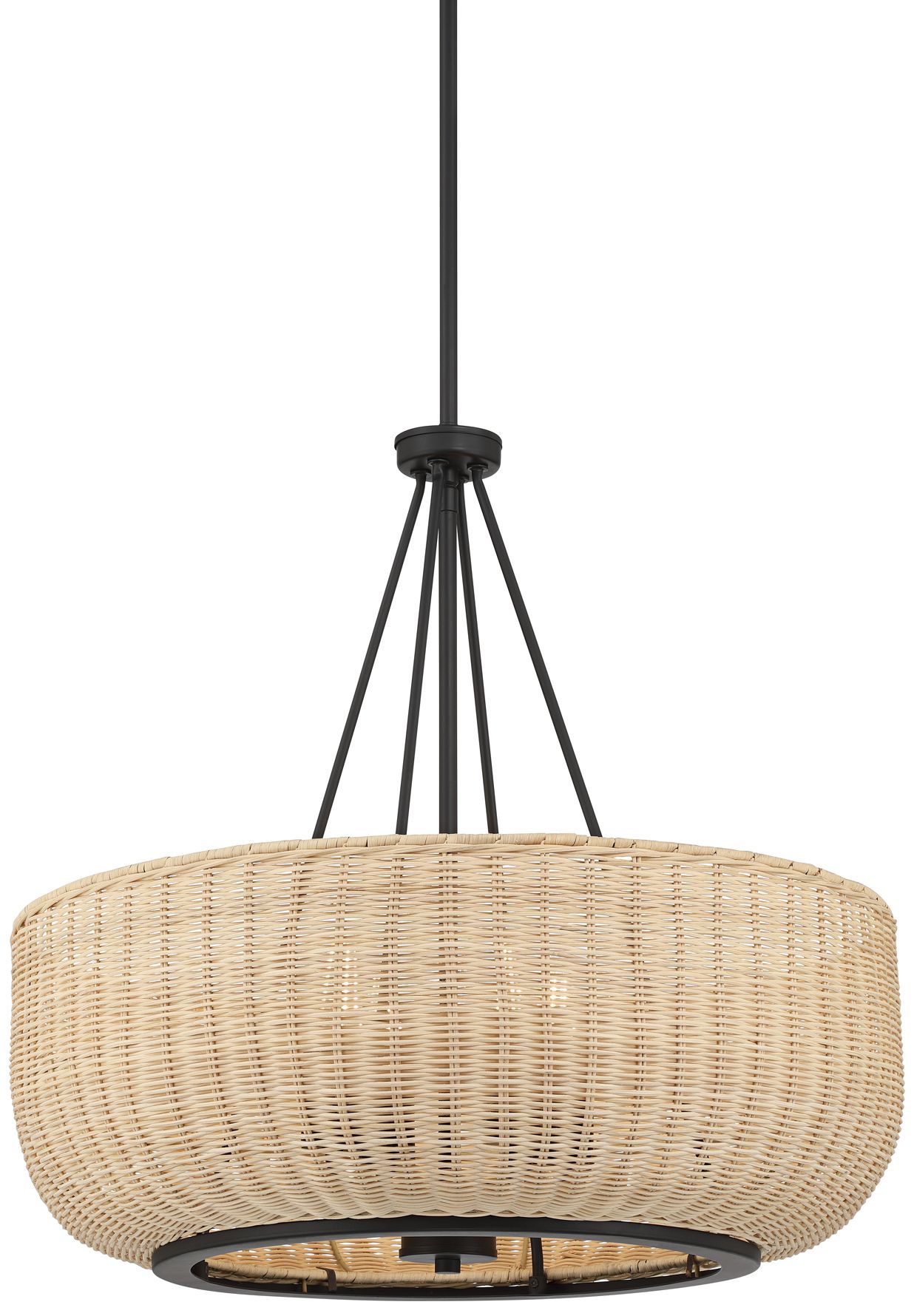 Image 3 Possini Euro Duende 22" Wide Matte Black and Wicker 4-Light Chandelier