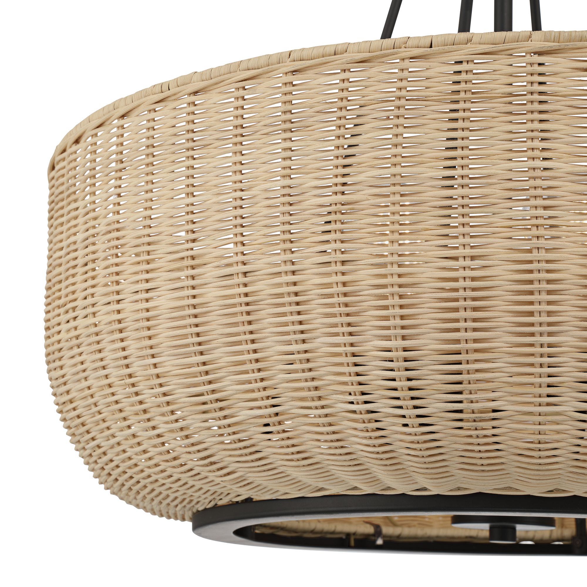 Image 4 Possini Euro Duende 22" Wide Matte Black and Wicker 4-Light Chandelier more views