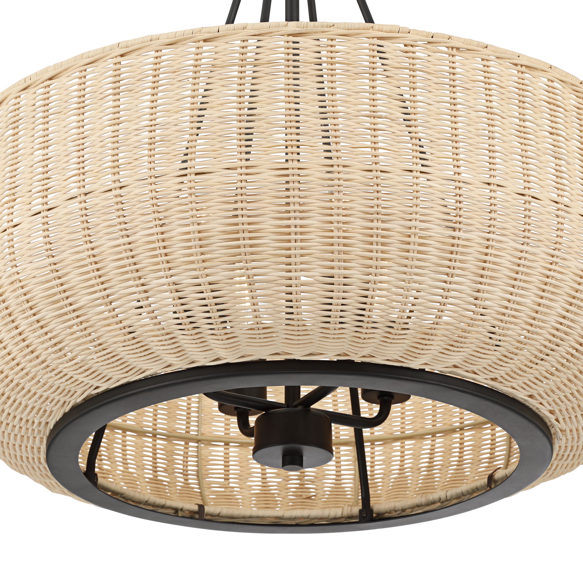 Image 5 Possini Euro Duende 22" Wide Matte Black and Wicker 4-Light Chandelier more views