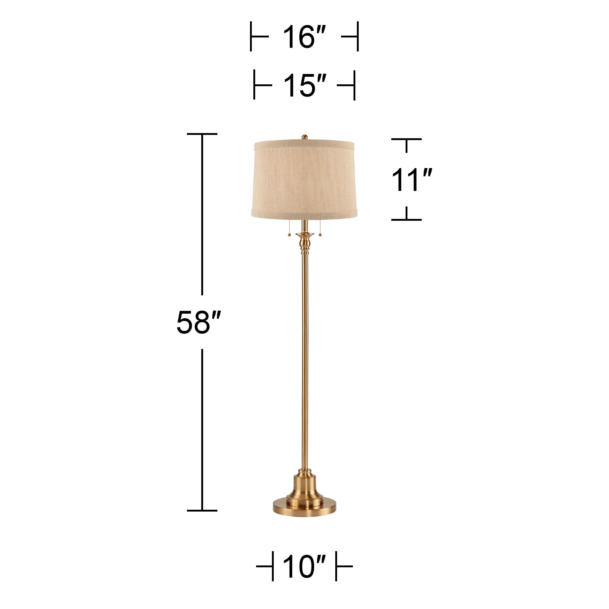 Image 5 Possini Euro Dyna 58" Antique Brass and Natural Linen Shade Floor Lamp more views