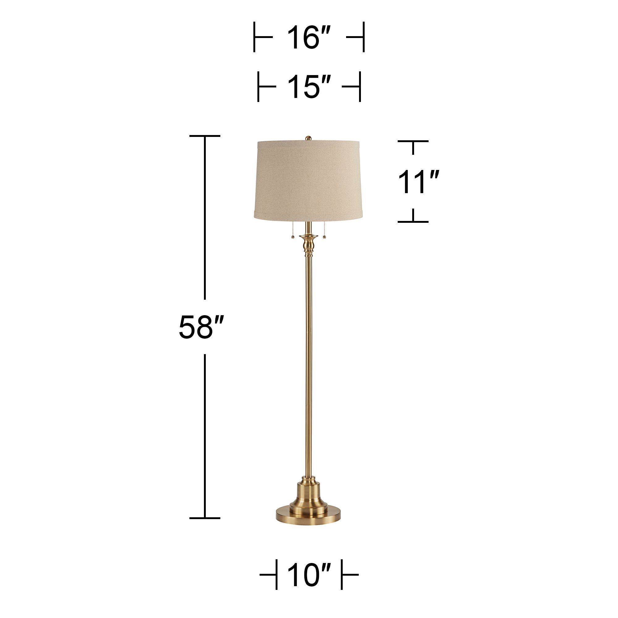 Image 5 Possini Euro Dyna 58" Antique Brass and Taupe Linen Shade Floor Lamp more views