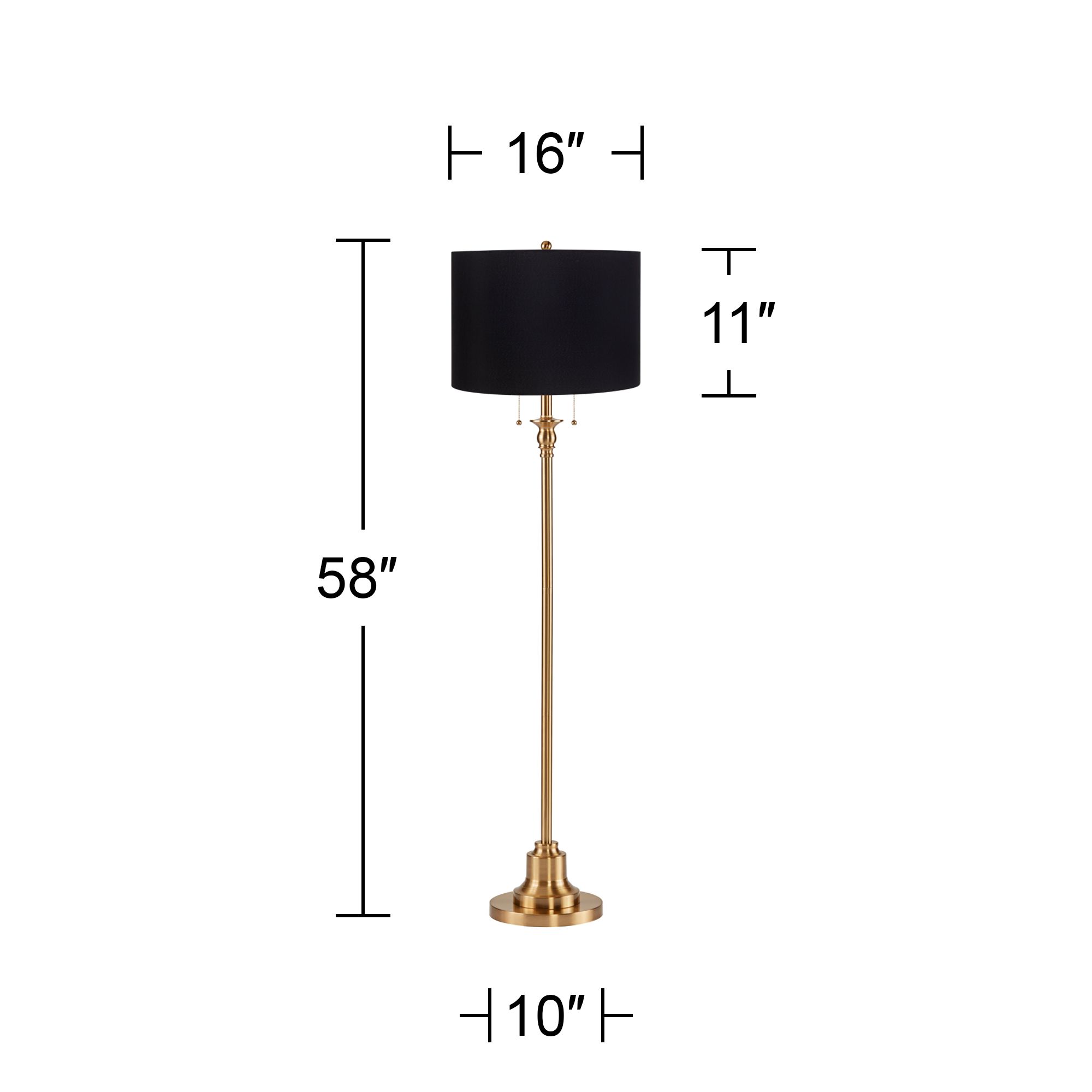 Image 5 Possini Euro Dyna 58" Antique Brass Black Drum Shade Floor Lamp more views