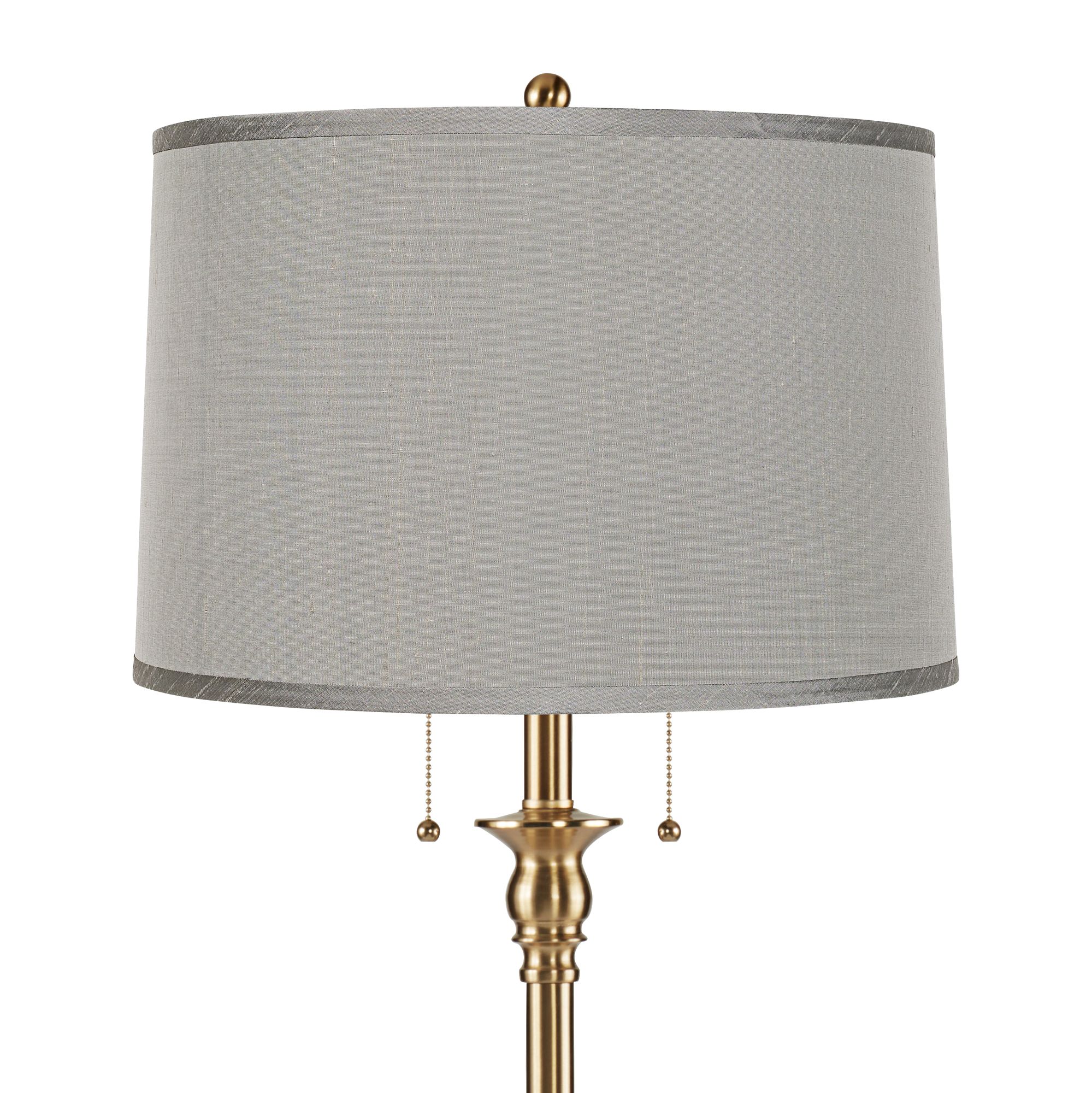 Image 2 Possini Euro Dyna 58" Antique Brass Gray Faux Silk Shade Floor Lamp more views