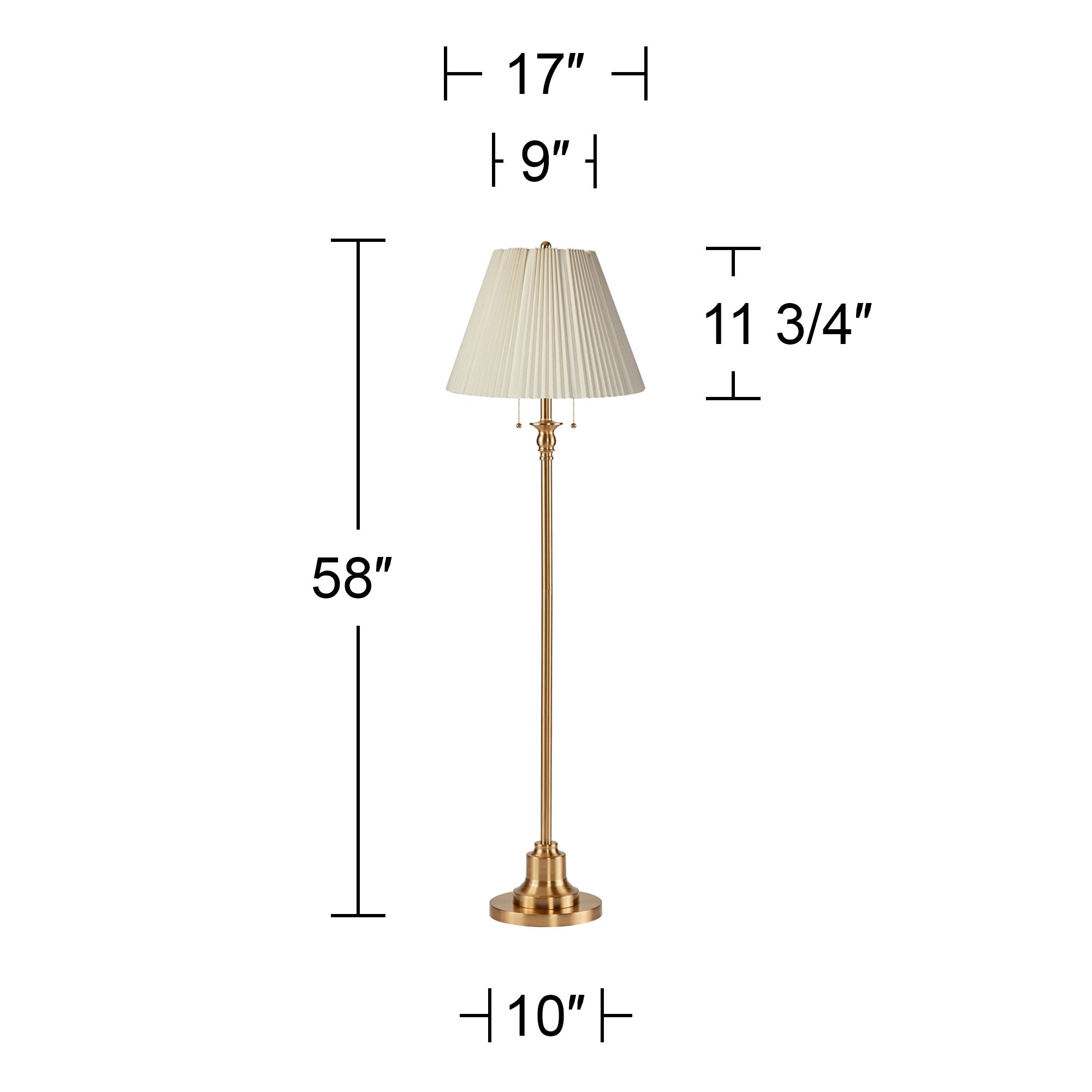 Image 5 Possini Euro Dyna 58" Antique Brass Knife Pleat Shade Floor Lamp more views