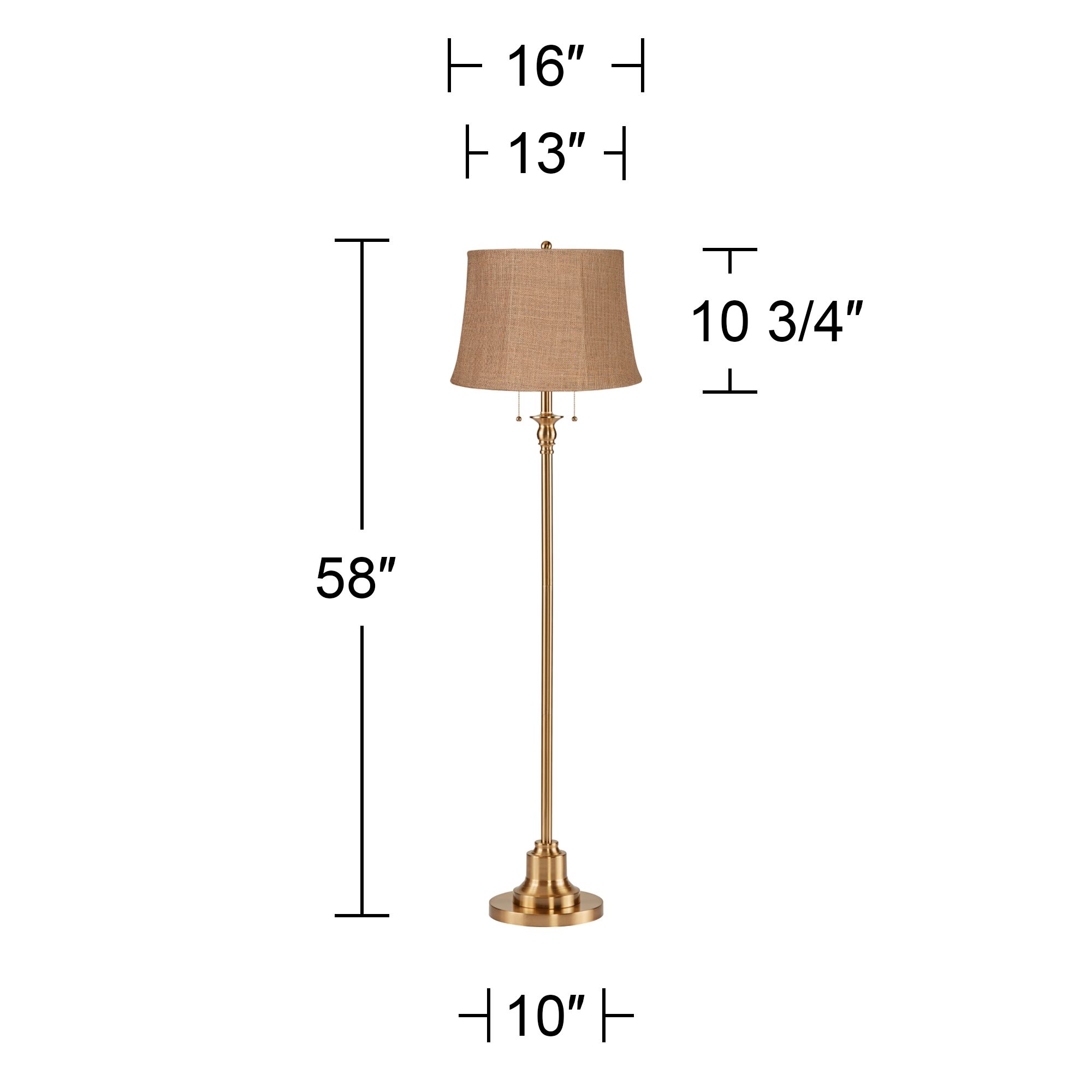 Image 5 Possini Euro Dyna 58" Antique Brass Natural Burlap Shade Floor Lamp more views