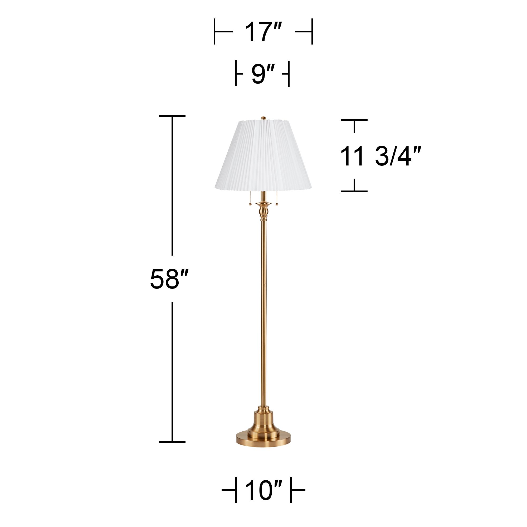 Image 5 Possini Euro Dyna 58" Antique Brass White Pleated Shade Floor Lamp more views