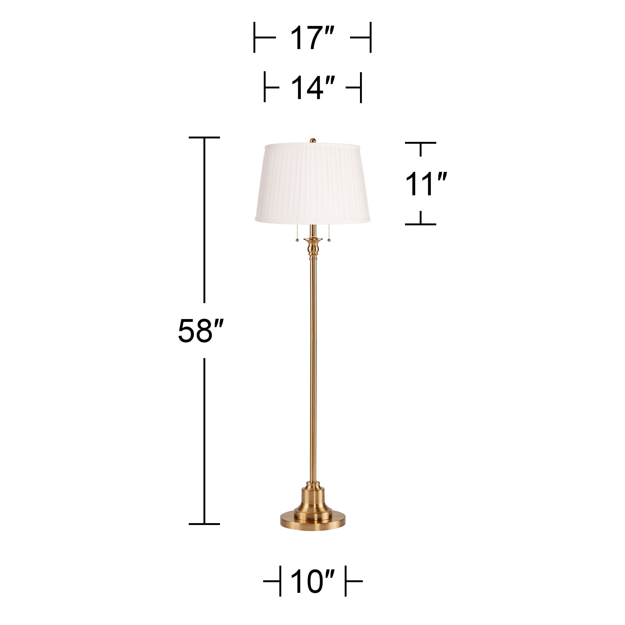 Image 5 Possini Euro Dyna 58" Antique Brass White Pleated Shade Floor Lamp more views