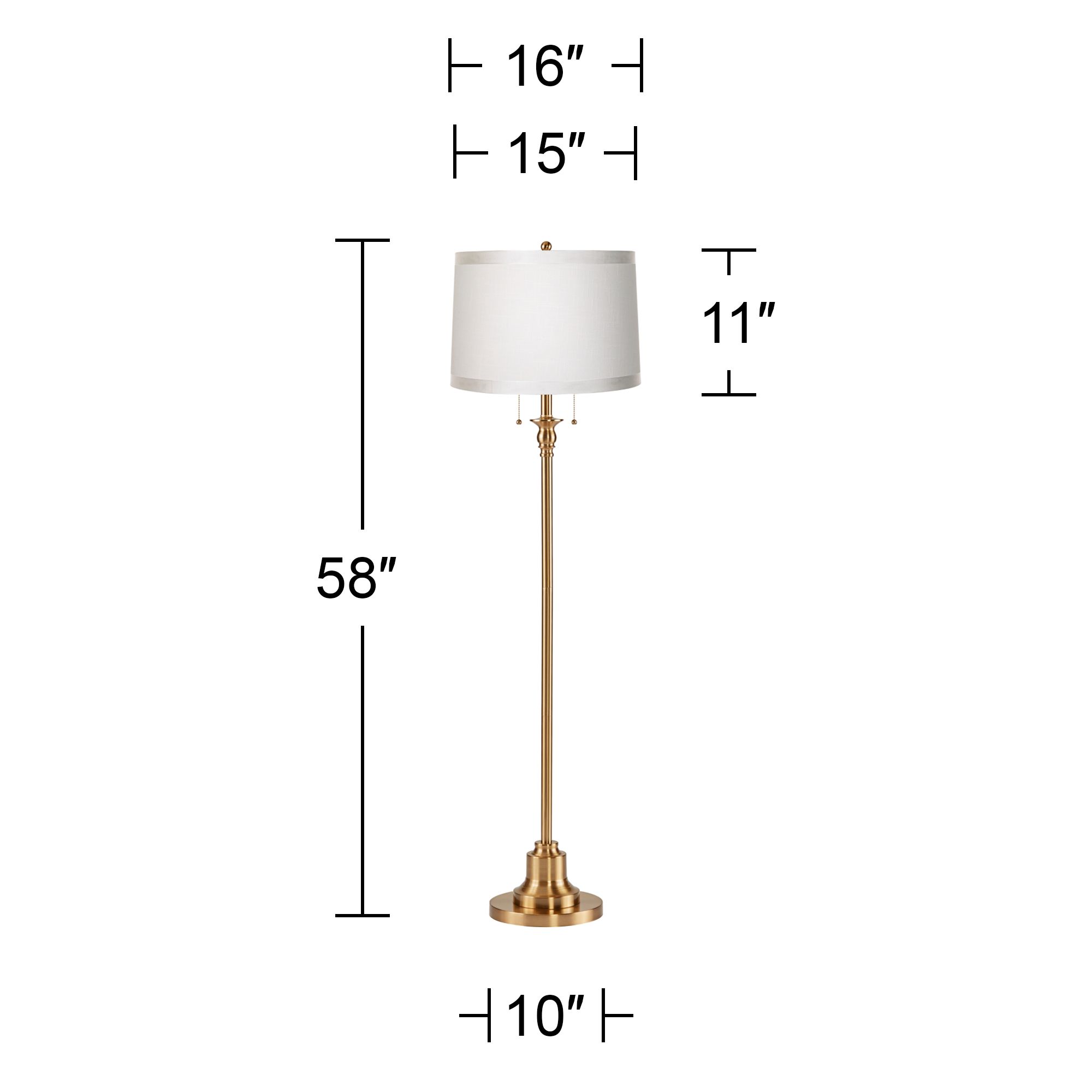 Image 5 Possini Euro Dyna 58" Antique Brass White Ribbon Shade Floor Lamp more views