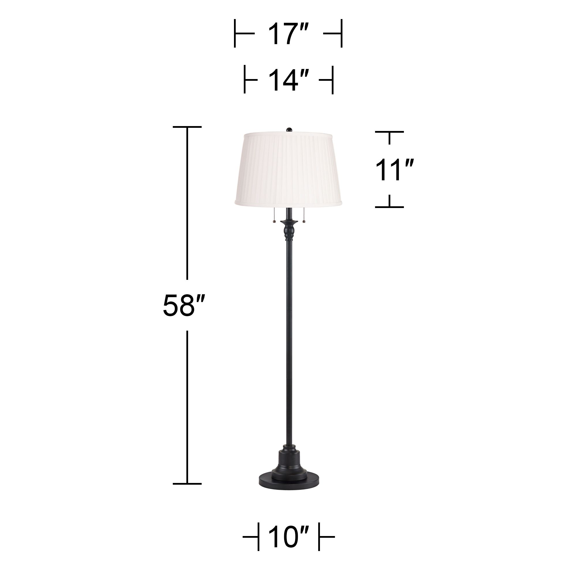 Image 5 Possini Euro Dyna 58" High Pleated Shade Black 2-Light Floor Lamp more views