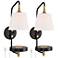 Possini Euro Dyna Set of 2 Plug-In Wall Lamps with Shelf and USB Port
