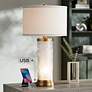 Possini Euro Eastlake 29" Glass and Gold Night Light USB Table Lamp in scene