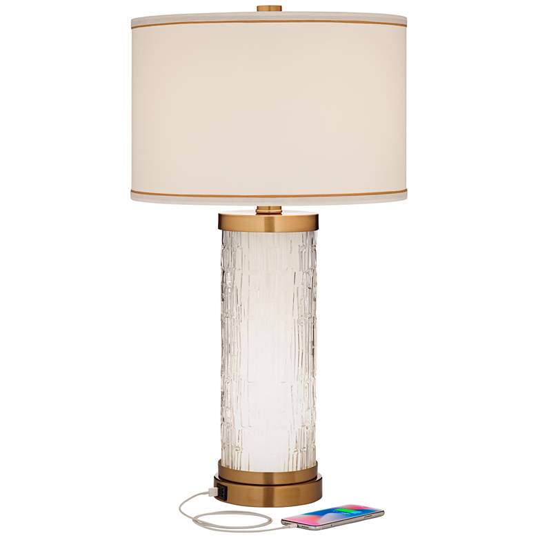 Image 4 Possini Euro Eastlake 29 inch Glass and Gold Night Light USB Table Lamp more views