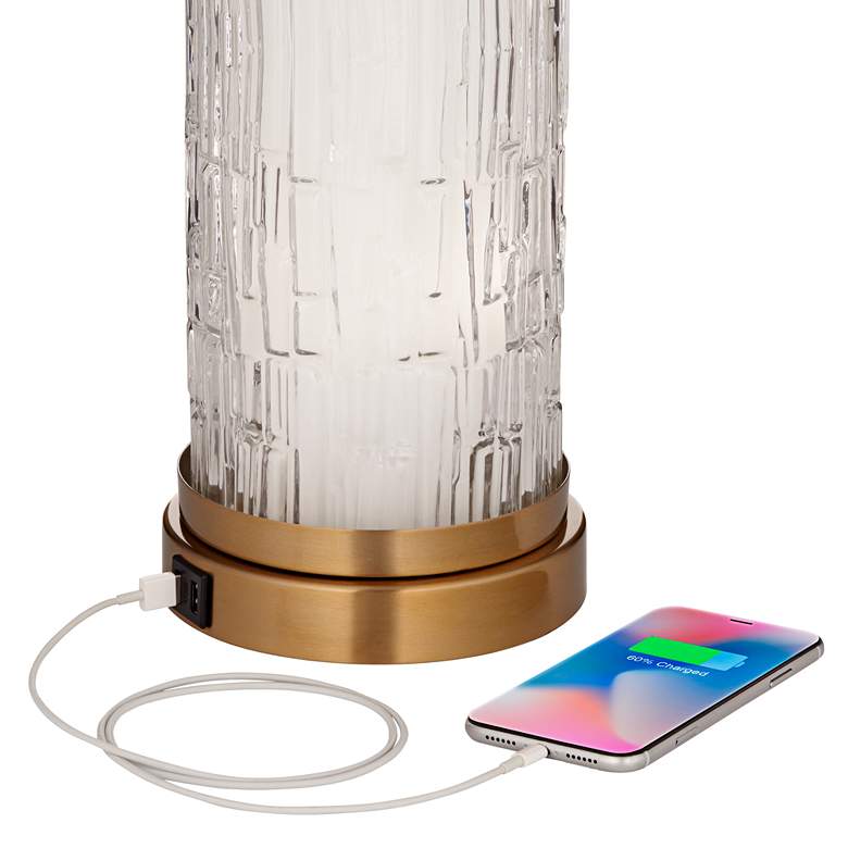 Image 5 Possini Euro Eastlake 29 inch Glass and Gold Night Light USB Table Lamp more views