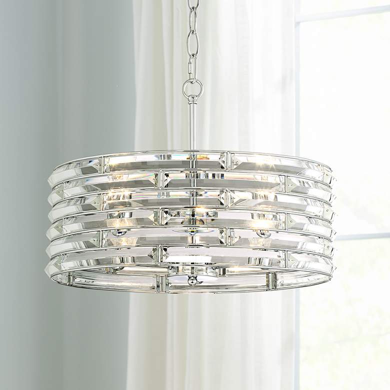 Image 1 Possini Euro Ebbets 18" Wide Chrome Round Pendant Light