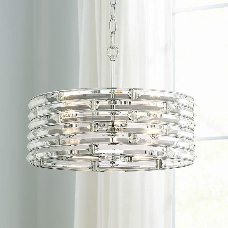 Image 2 Possini Euro Ebbets 18 inch Wide Chrome Round Pendant Light