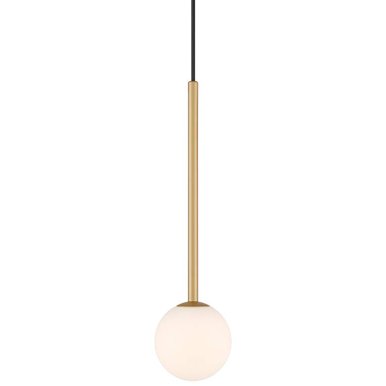 Image 2 Possini Euro Eclipse 4 3/4" Wide Gold and White Glass LED Mini Pendant