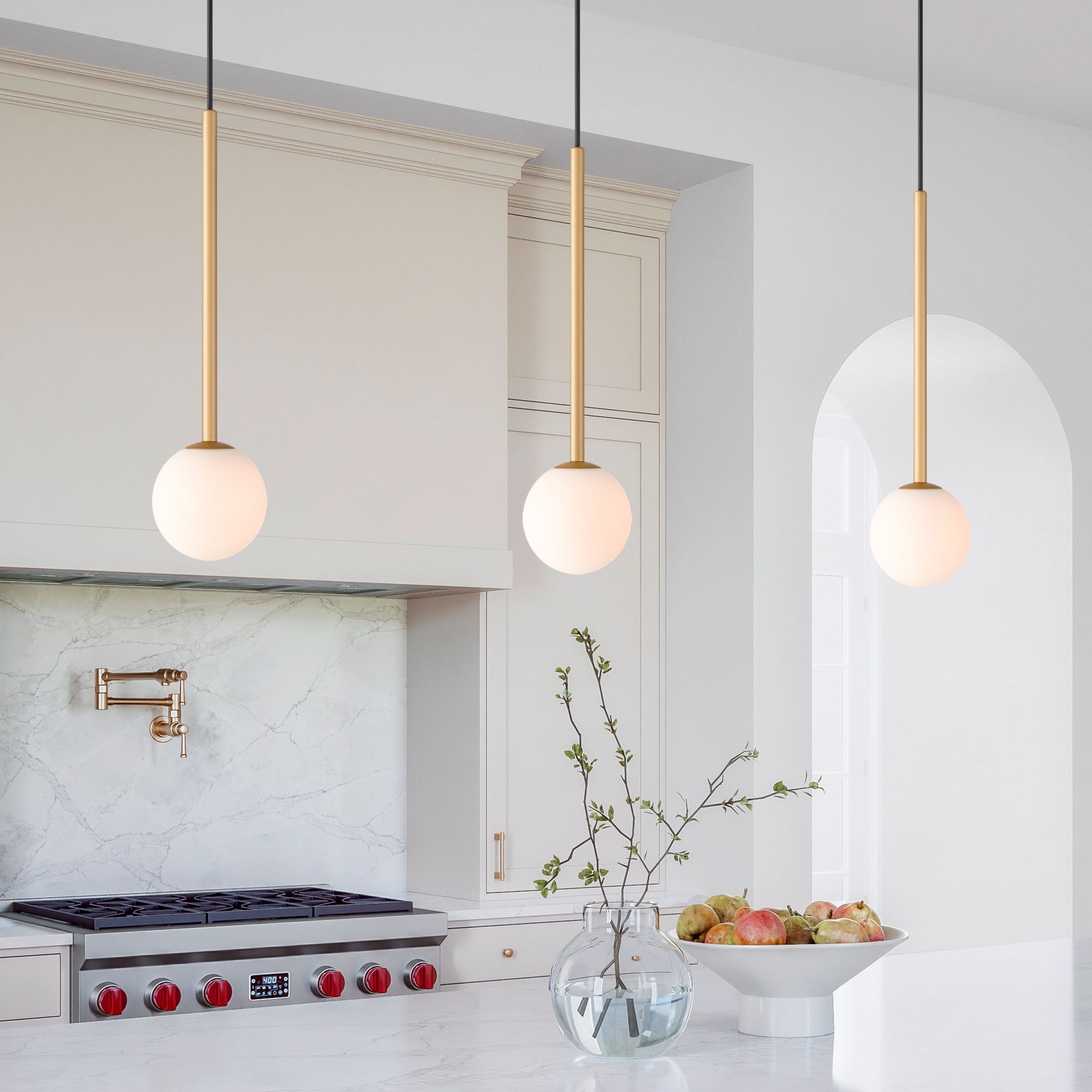 Possini Euro Eclipse 4 3/4"W Gold and Glass LED Mini Pendant Set of 3 in scene