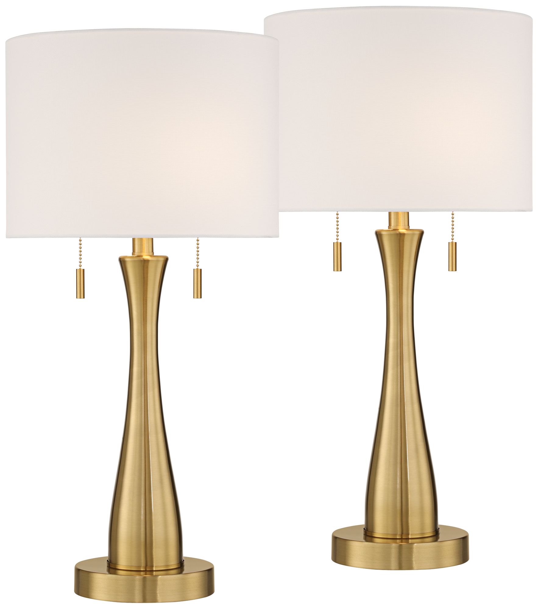 Image 2 Possini Euro Edinburgh 26"H Brass Pull-Chain USB Table Lamp Set of 2