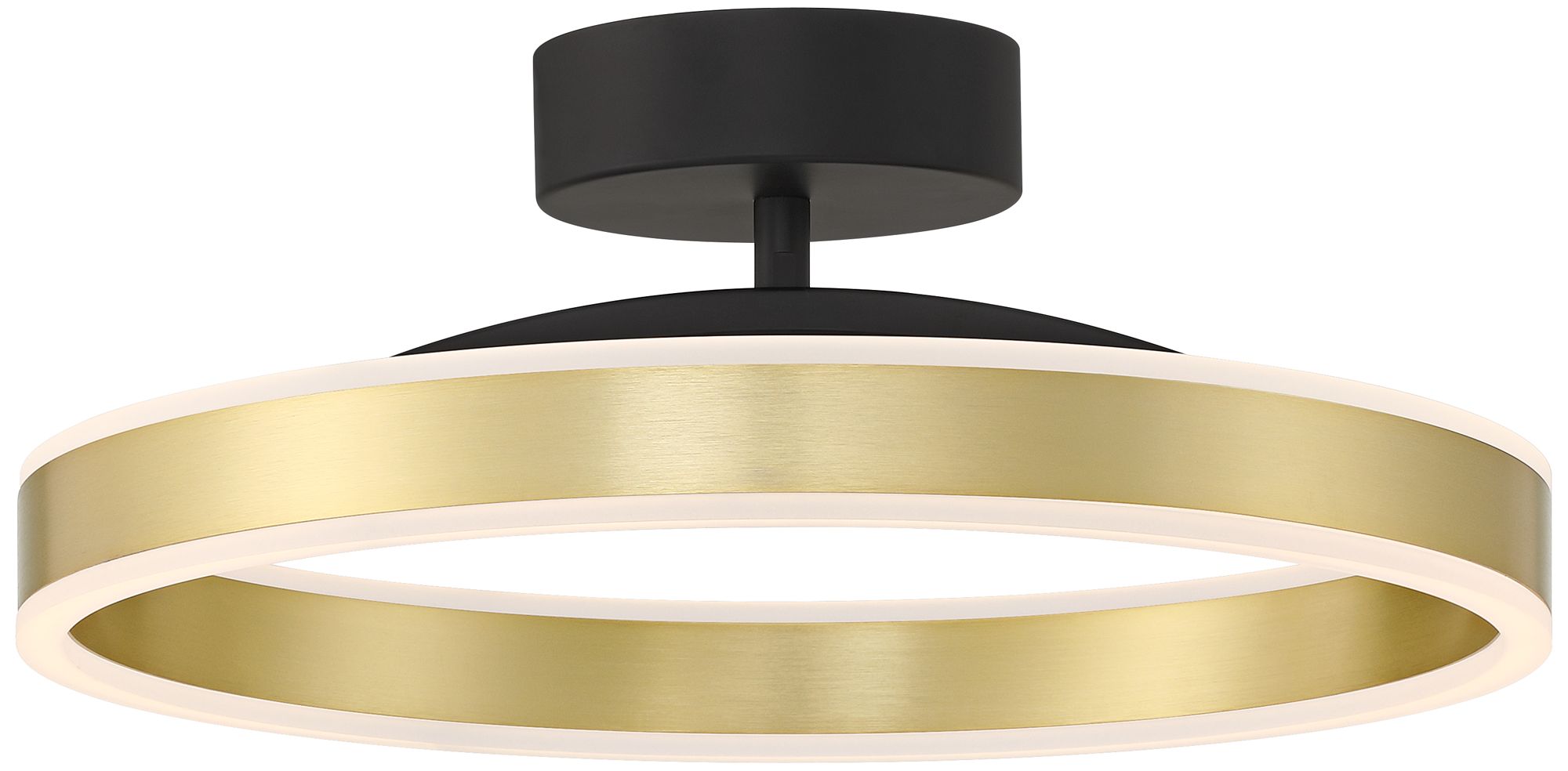 Image 2 Possini Euro Edwin 16" Black and Brass Modern LED Ring Ceiling Light