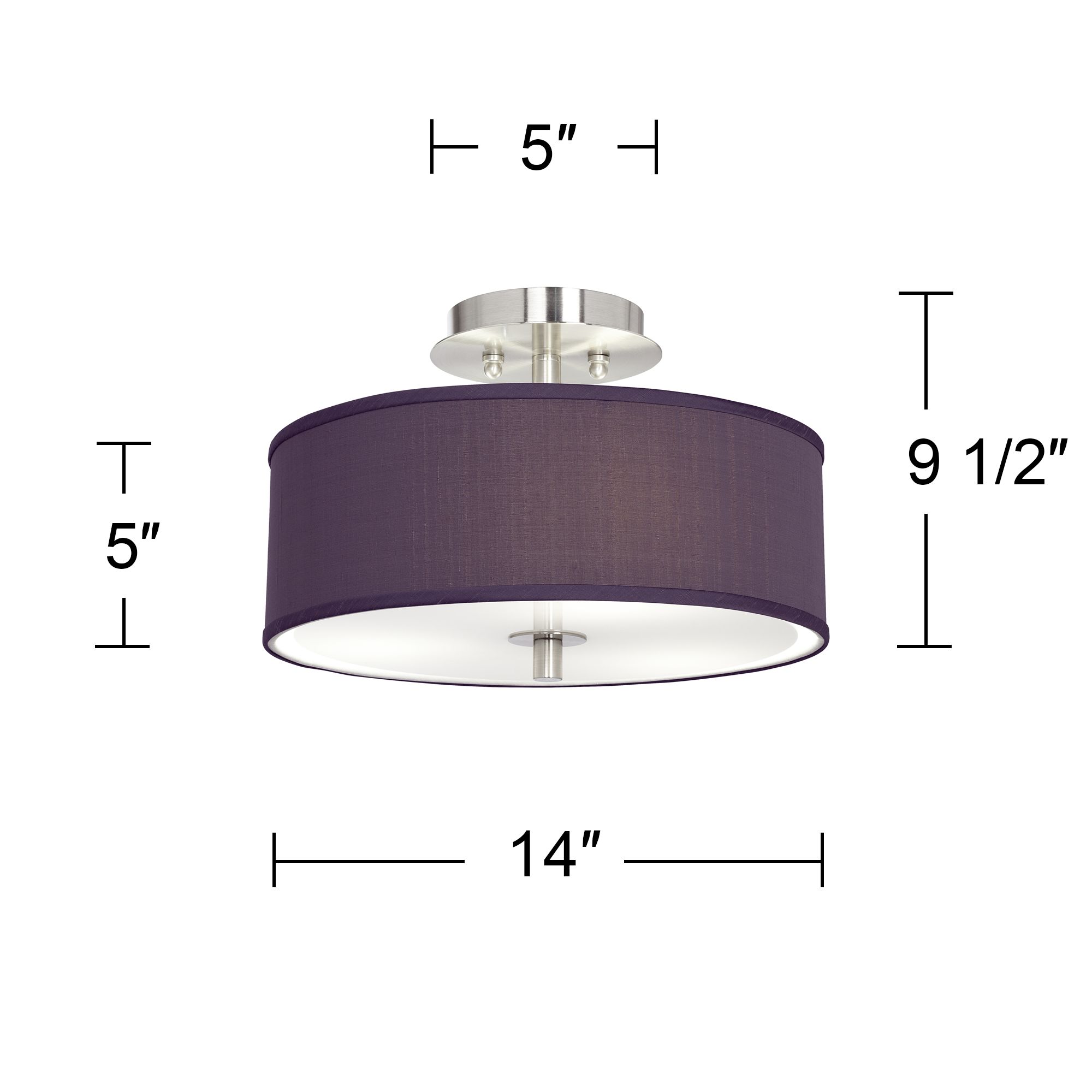 Image 4 Possini Euro Eggplant Faux Silk 14" Wide Ceiling Light more views